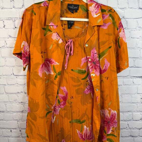 Carole Little Sport Hawaiian Floral Print Blouse and Dress Size Large - Picture 3 of 8